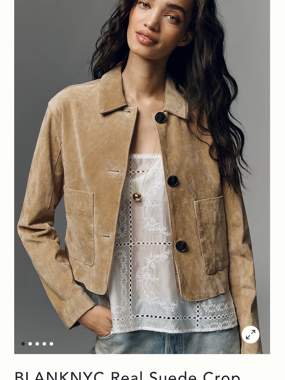 Blank NYC Beige Suede Crop Jacket